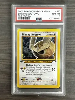 PSA 8 NEW CERT Pokemon Neo Destiny 1st Edition Shining Noctowl 110/105 - Image 1