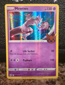 Pokemon Mewtwo TCG Holo Rare Card 056/172 SWSH Trick or Trade Halloween Stamp - Image 1