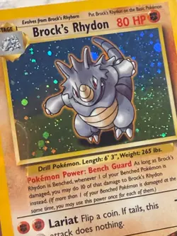 Holo Pokemon Card - Brock's Rhydon - Gym Heroes Set - 2/132 - Image 2