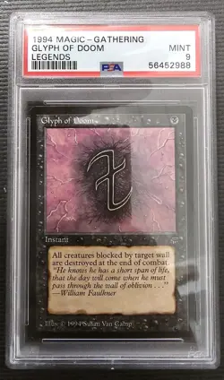 1994 Magic The Gathering GLYPH OF DOOM Legends Mint PSA 9 - Image 1