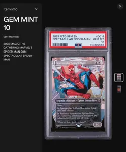 🔥2025 MTG SPM EN #0014 Spectacular Spider-Man 🔥Psa 10 Gem Mint - Image 4