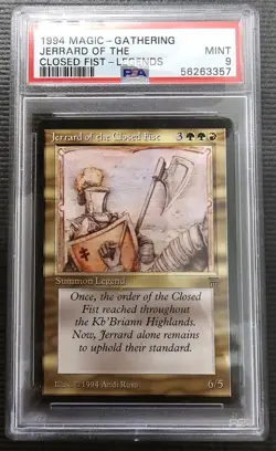 1994 Magic The Gathering JERRARD OF THE CLOSED FIST 6/5 Legends Mint PSA 9 - Image 1
