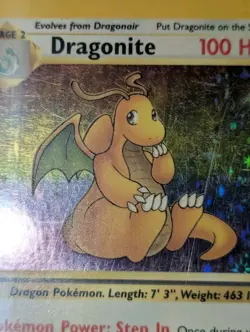 1999 Used Flaws Dragonite Holo Rare 100 HP 4/62 Pokemon Fossil Unlim. WOTC Card - Image 2