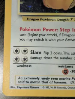 1999 Used Flaws Dragonite Holo Rare 100 HP 4/62 Pokemon Fossil Unlim. WOTC Card - Image 5