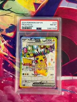 Pikachu ex 219/191 Surging Sparks English PSA Graded 8 Pokemon TCG - Image 1