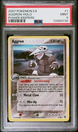 2007 POKEMON EX POWER KEEPERS #1 AGGRON-HOLO POWER KEEPERS PSA 9 - Image 1