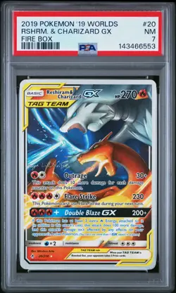 2019 Pokemon World Championships Perfection 20 Reshiram Charizard GX PSA 7 - Image 1