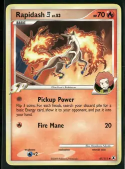 Rapidash E4 47/111 Uncommon Rising Rivals Pokemon Damaged - Image 1