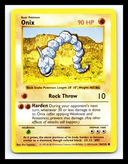 💥 ONIX Shadowless Base Set 1999 Pokemon TCG Non Holo # 56/102 - Image 1