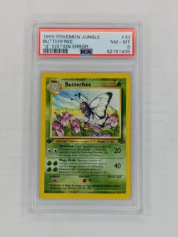 1999 POKEMON JUNGLE 1ST EDITION #33 BUTTERFREE "d" EDITION ERROR PSA NM-MT 8 - Image 4