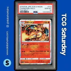 2018 POKEMON SM TAG BOLT #013/095 CHARIZARD HOLO PSA 10 - Image 1