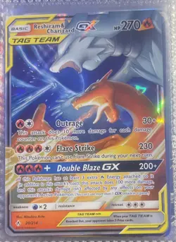 Pokemon Reshiram & Charizard GX TAG TEAM Rare 20/214 Unbroken Bonds HP270 Holo - Image 1