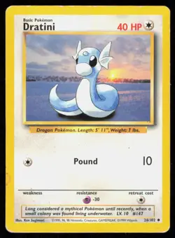 DRATINI 26/102 UNCOMMON BASE SET UNLIMITED VINTAGE POKEMON HP - Image 1