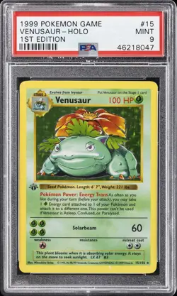 1999 POKEMON GAME 1ST EDITION #15 VENUSAUR-HOLO PSA 9 - Image 1