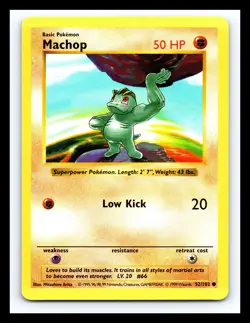 💥 Machop | Pokemon TCG 1999 | (Shadowless Set) Non Holo Vintage # 52/102 - Image 1