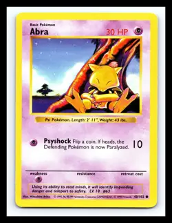 💥 ABRA | Pokemon TCG 1999 | (Shadowless Set) Non Holo Vintage # 43/102 - Image 1