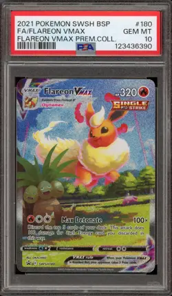 Pokemon Flareon VMAX Premium Coll. Full Alt Art Promo SWSH180 PSA 10 Gem Mint - Image 1