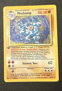 Pokemon TCG Machamp Holo Rare 1st Edition Base Set 8/102 - Image 1