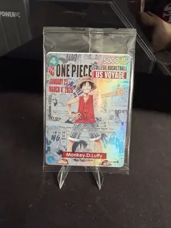 Bandai Namco Monkey.D.Luffy P-055 US Voyage Promo Holo One Piece CCG Card - Image 1