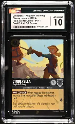 Disney Lorcana GRADED Cinderella Knight in Training 14/P1 Promo Cold Foil 10 CGC - Image 1