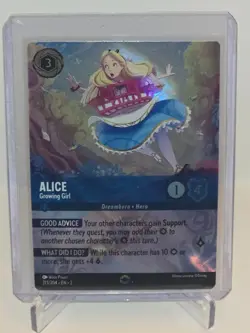 Disney Lorcana – Alice, Growing Girl (213/204) (Enchanted Holo) (RARE) - Image 1