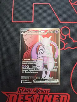 Pokemon Card Team Rocket's Mewtwo ex 213/182 Destined Rivals Holo Full Art NM - Image 2