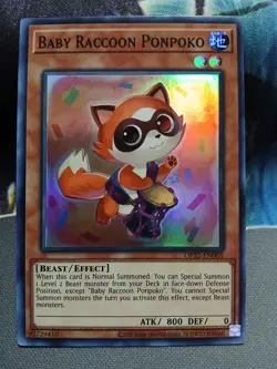 Yugioh Baby Raccoon Ponpoko Super Rare OP22-EN005 Near Mint - Image 1