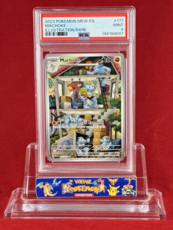 2023 POKEMON Mew EN 151 MACHOKE Illustration Rare Card #177 PSA 9 - Image 1