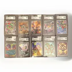 Pokemon CGC Graded Lot of 10 Slabs Cards JPN Gengar Pikachu 151 SAR Rayquaza Gem - Image 1