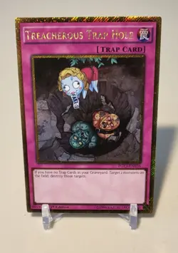 Treacherous Trap Hole PGL3-EN036 *NM* 1st Edition Gold Secret Rare Yugioh Card - Image 1