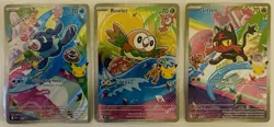 Pokemon TCG English Holo Popplio Rowlet Litten 045 043 044 Card Lot - Image 1
