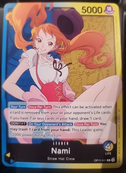 Nami OP11-041 NM Leader Card A Fist of Divine Speed One Piece CCG - Image 1