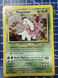 Pokemon Meganium 10/111 Neo Genesis 2000 Stage 2 100 HP Holo Rare English Card - Image 1