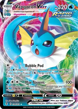 Vaporeon VMAX 030/203 SWSH07: Evolving Skies Pokemon Card NM - Image 1