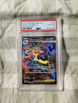 Pokemon Mega Lucario EX Ultra Rare PSA 10 Holo 160/132 English - Image 1