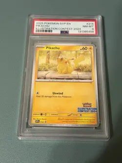 2025 POKEMON SVP EN-SV BLACK STAR PROMO ILLUSTRATION CONTEST 2024 PIKACHU PSA 8 - Image 1