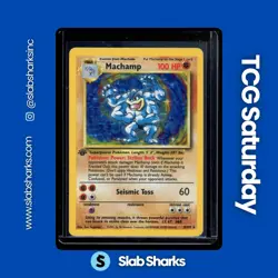 1999 POKEMON BASE SET 1ST EDITION #8/102 MACHAMP HOLO RARE - Image 1