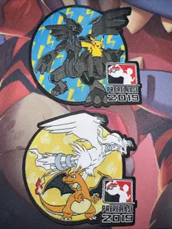 Pokemon Prerelease 2019 Iron On Patch (Lot of 2x) - Charizard Pikachu Reshiram - Image 1