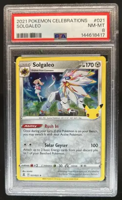 2021 Pokemon SWSH Celebrations Solgaleo Holo #021/025 PSA 8 - Image 1