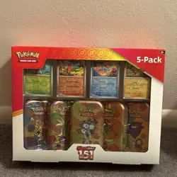 Pokemon Scarlet & Violet 151 Mini Tin 5-Pack Box Booster Promo Pikachu Bulbasaur - Image 1