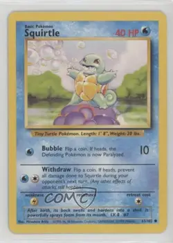 Squirtle Pokemon Base Set #63 1999 - Image 1