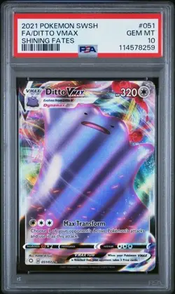 2021 POKEMON SWORD & SHIELD SHINING FATES #051 FULL ART DITTO VMAX - PSA 10 - Image 1