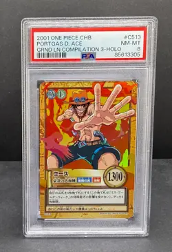 Portgas D. Ace c513 Hyper Battle Holo Carddass Bandai Rookie PSA 8 One Piece - Image 1