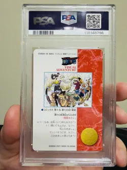 PSA 7 Luffy Nami Sanji Foil One Piece Visual Adventure #139 Bandai Carddass 2001 - Image 2