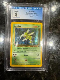 1999 Vintage Scyther #10 Holo Rare Jungle CGC 8 NM/MINT Graded Pokemon Card Slab - Image 1