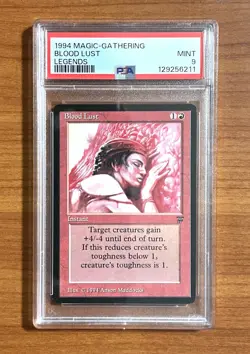 Magic the Gathering, Legends Expansion, Blood Lust Uncommon Card, PSA 9 - Image 1