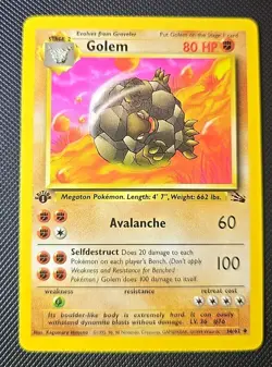 Pokemon TCG Golem 1st Edition 36/62 Fossil Uncommon WOTC Vintage Card - Image 1