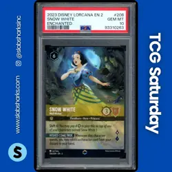2023 DISNEY LORCANA RISE OF THE FLOODBORN #206/204 SNOW WHITE ENCHANTED PSA 10 - Image 1