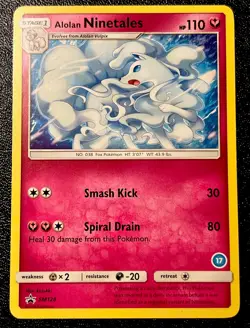 Alolan Ninetales SM128 #17 LP Non Holo Discontinued Fairy Type Pokemon Promo! - Image 1