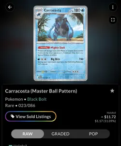 Carracosta 23/86 Master Ball Black Bolt BLK -Near Mint- Pokemon TCG English - Image 3